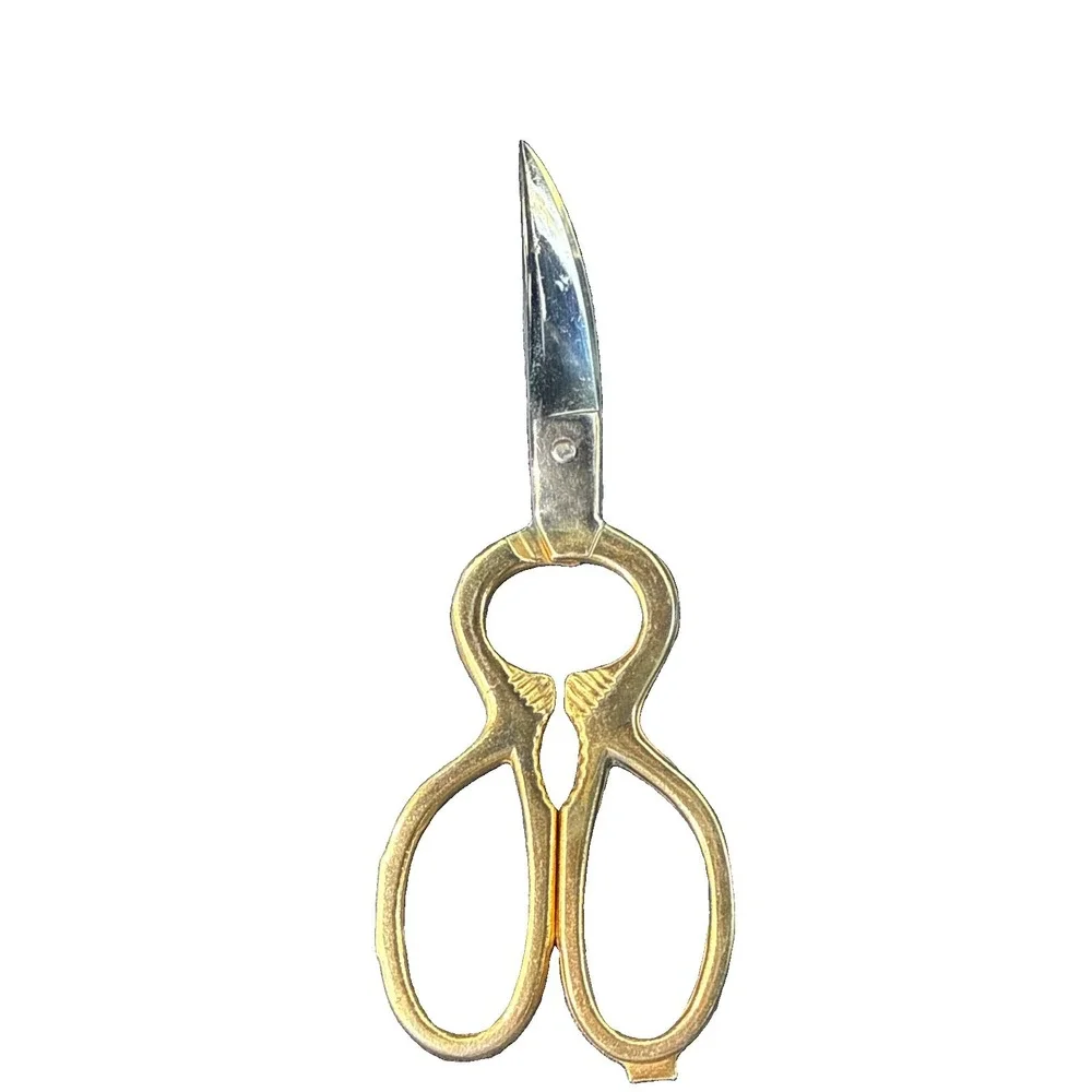 Vtg German Poultry Shears Stainless Steel Kitchen Scissors Gold Handles Solingen
